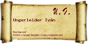 Ungerleider Iván névjegykártya